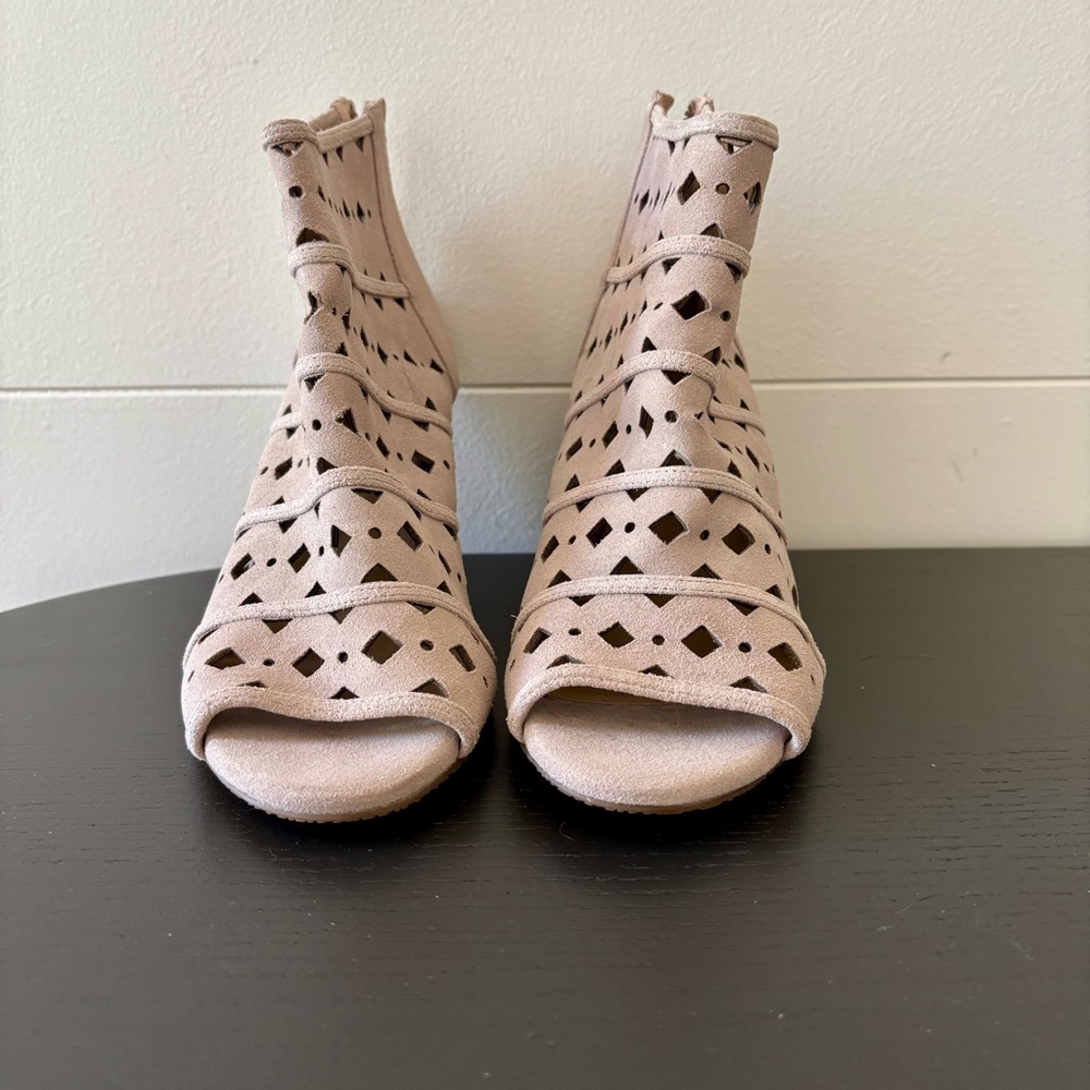 Michael Kors Tan Heeled Boots with Elegant Perforations -  NWT